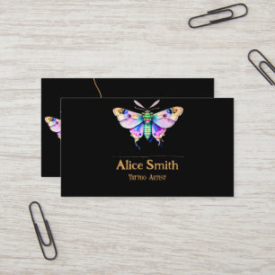Visita Artista de tatuajes, Moth, Pastel, tarjeta de visi