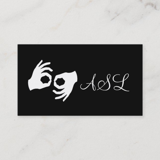 Visita ASL, idioma de Rótulo, traductor, tarjeta de prese (Anverso)