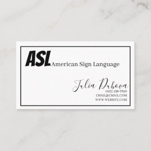 Visita ASL, idioma de Rótulo, traductor, tarjeta de prese