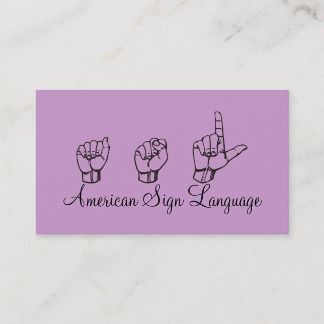Visita ASL, idioma de Rótulo, traductor, tarjeta de prese (Anverso)