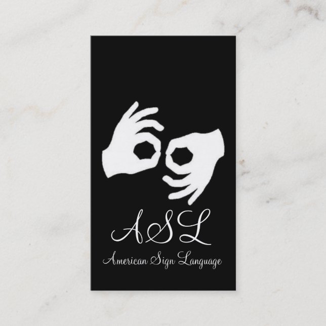 Visita ASL, idioma de Rótulo, traductor, tarjeta de prese (Anverso)