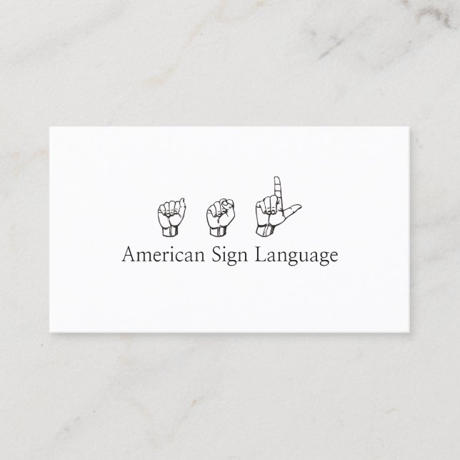 Visita ASL, idioma de Rótulo, traductor, tarjeta de visit (Anverso)