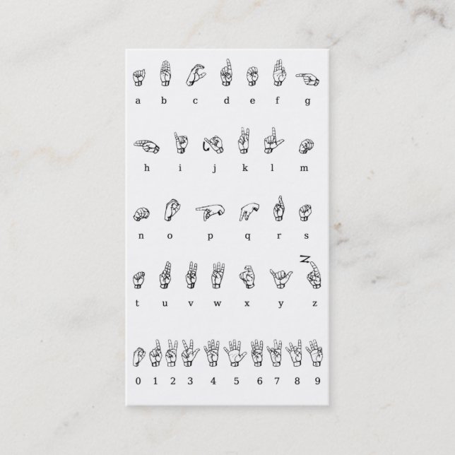 Visita ASL, tarjeta de presentación en idioma Rótulo (Anverso)