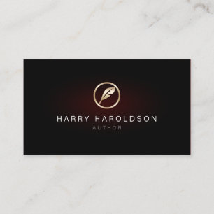 Visita Autor Faux Gold Quill Icon Tarjeta de presentación