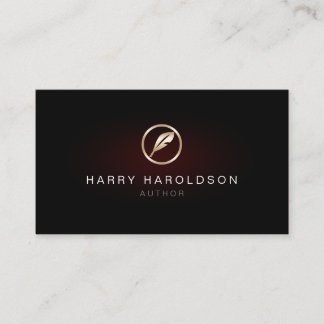 Visita Autor Faux Gold Quill Icon Tarjeta de presentación