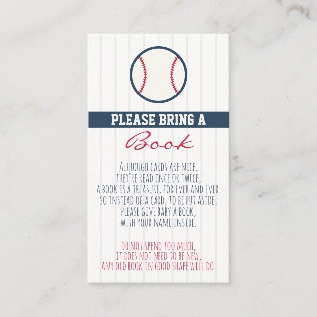 Visita Baby Shower de béisbol trae una tarjeta de libro (Anverso)