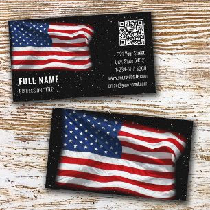 Visita Bandera Americana EE.UU. Código QR Tarjeta de pres