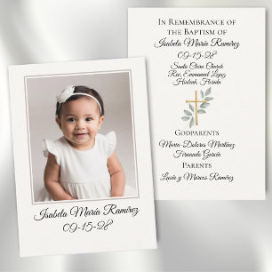 Visita Baptismo fotográfico simple tarjeta de recuerdo de