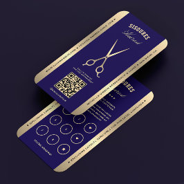 Visita Barbershop Barber Dark Blue Scissors Tarjeta de fi