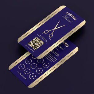 Visita Barbershop Barber Dark Blue Scissors Tarjeta de fi