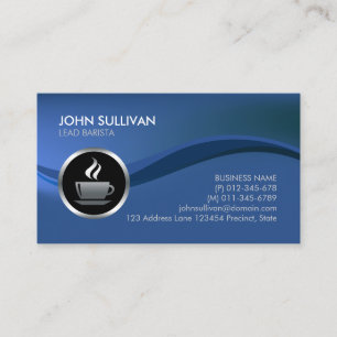 Visita Barista Cafe Chrome Coffee Cup Icon Tarjeta de pre