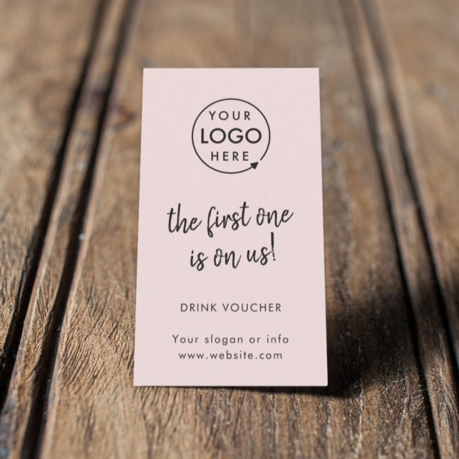 Visita Bebe Voucher | Tarjeta de evento de Fiesta de empr (Feminine pink company branded drinks vouchers for small business events & corporate launch parties.)