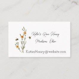 Visita Bebidas y flores Tarjeta de presentación de miel