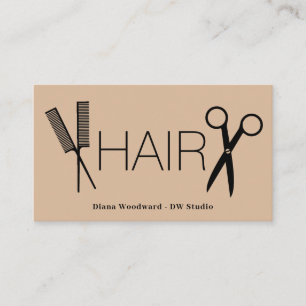 Visita Beige Comb Scissors Hairdressers - Tarjeta de pres