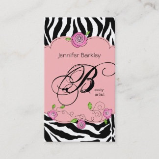 Visita Belleza Tarjeta de Negocios Salón Rosa de cebra Be