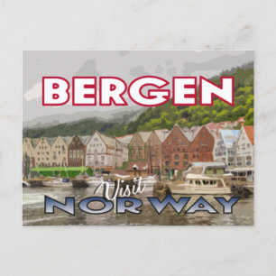 Visita... Bergen, Noruega - postal
