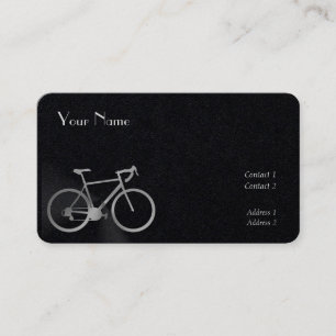 Visita Bicicleta de aspecto plateado con tarjeta de negoc
