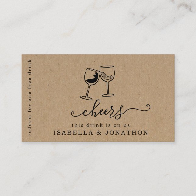 Visita Billete para bebidas, tarjeta de presentación grat (Anverso)