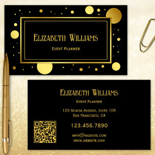Visita Black Gold Confetti Event Planner - Tarjeta de pre