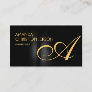 Visita Black Gold Monogram Makeup Artista Tarjeta de Nego