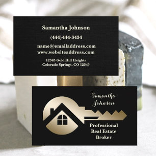 Visita Black Linen Gold Key Real Estate Tarjeta de Negoci