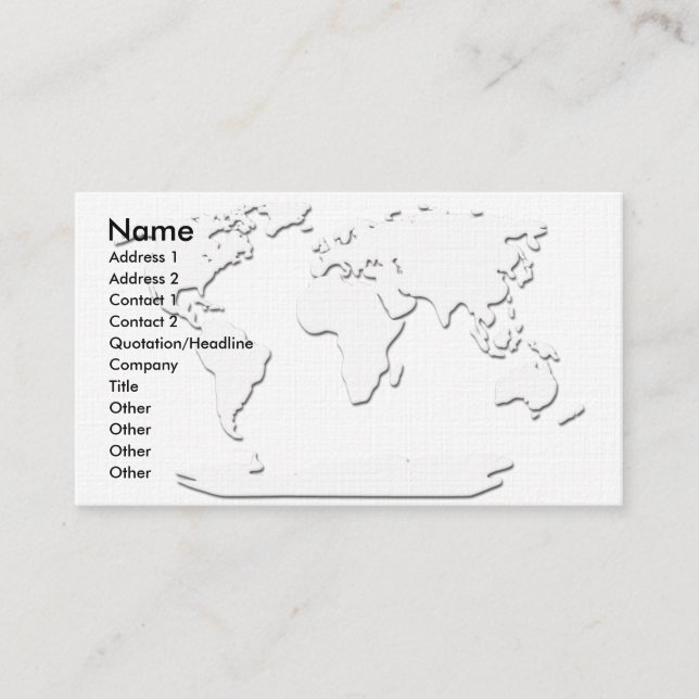 Visita Blanco de la tarjeta de presentación World Map (Anverso)
