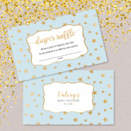 Visita Blue Gold Stars tarjeta de rifa para pañales