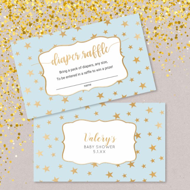 Visita Blue Gold Stars tarjeta de rifa para pañales (Subido por el creador)