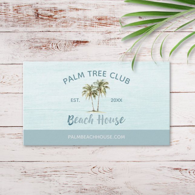 Visita Blue Palm Tree moderna Beach House Tarjeta de visi (Close up)