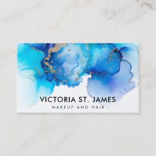 Visita Blue Pastel Watercolor Gold Flecks tarjeta de visi