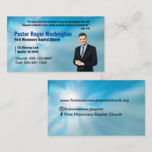 Visita Blue Pastor o Deacon Photo Church Tarjeta de Negoc
