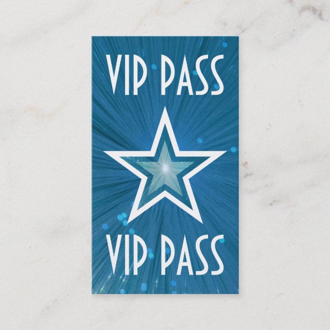 Visita Blue Star 'VIP PASS' tarjeta de negocios espalda b (Anverso)