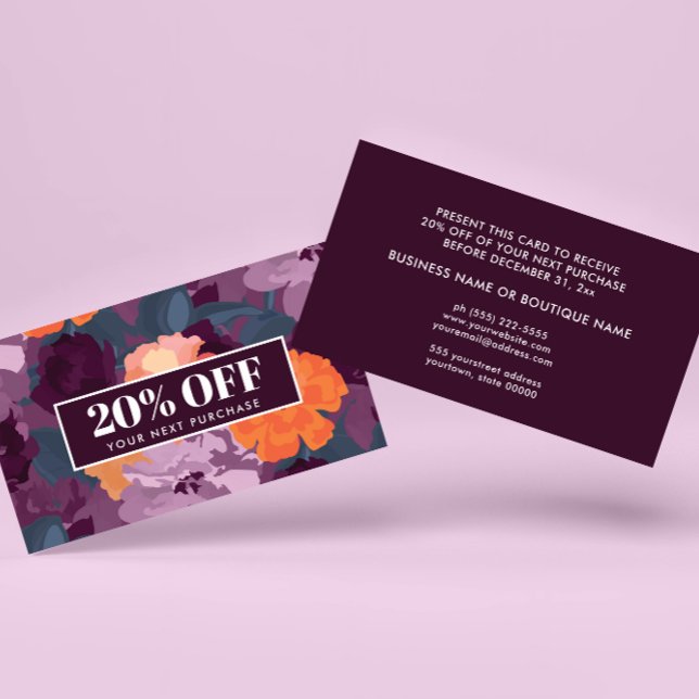 Visita Borgona Naranja Púrpura Antiguo Flores Tarjeta de  (Subido por el creador)