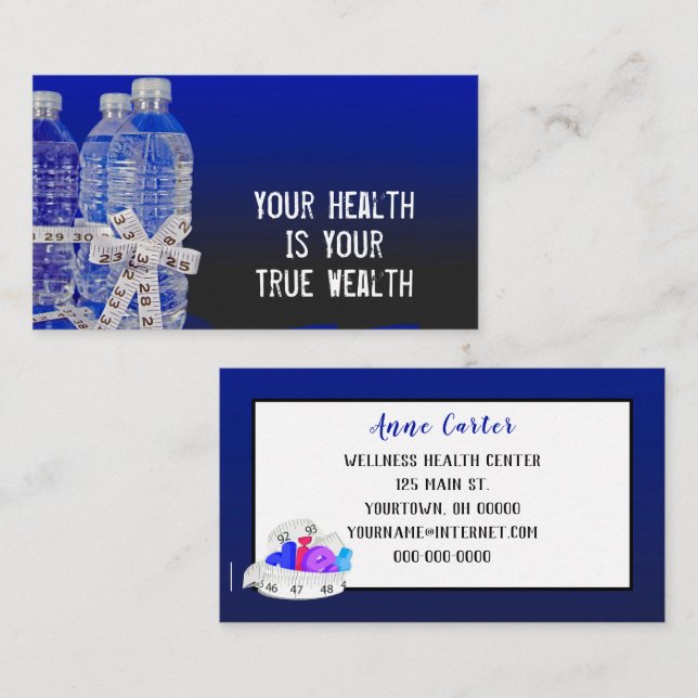 Visita Botellas de agua y tarjeta de negocios Bow de medi (Anverso / Reverso)