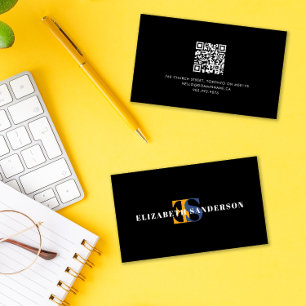 Visita Boutique Retro Monograma QR Código tarjeta de visi