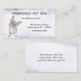 Visita Bulldog de textura gris Mascota Groomer tarjeta de