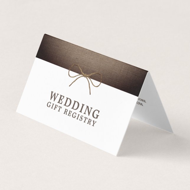 Visita Burlap Bow Rústico Con Tarjeta De Registro De Rega (Anverso)