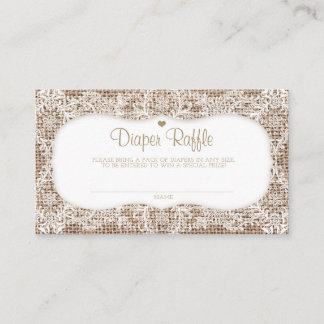 Visita Burlap y Lace Baby Diaper Raffle Tarjeta de presen
