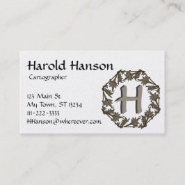 Visita Bus. Tarjeta - Círculo de hojas con monograma