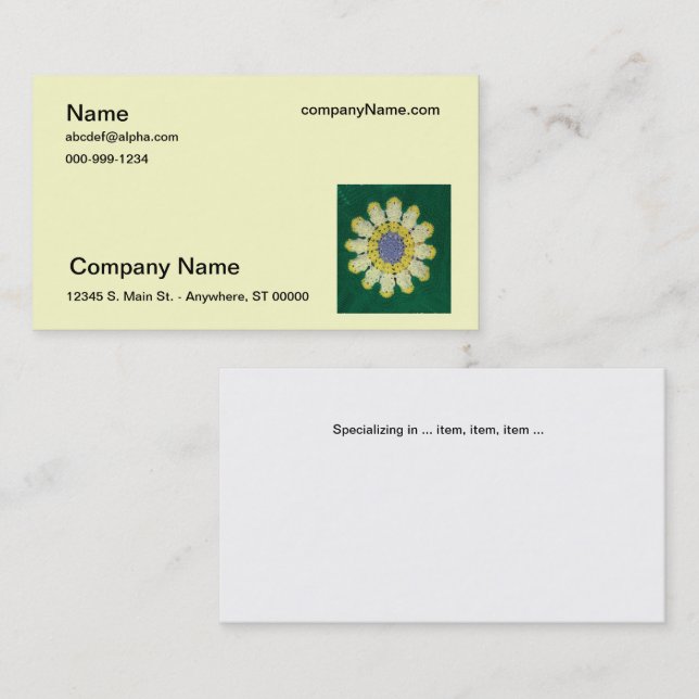 Visita Bus. Tarjeta - Patrón de crochet - Daisy (Anverso / Reverso)