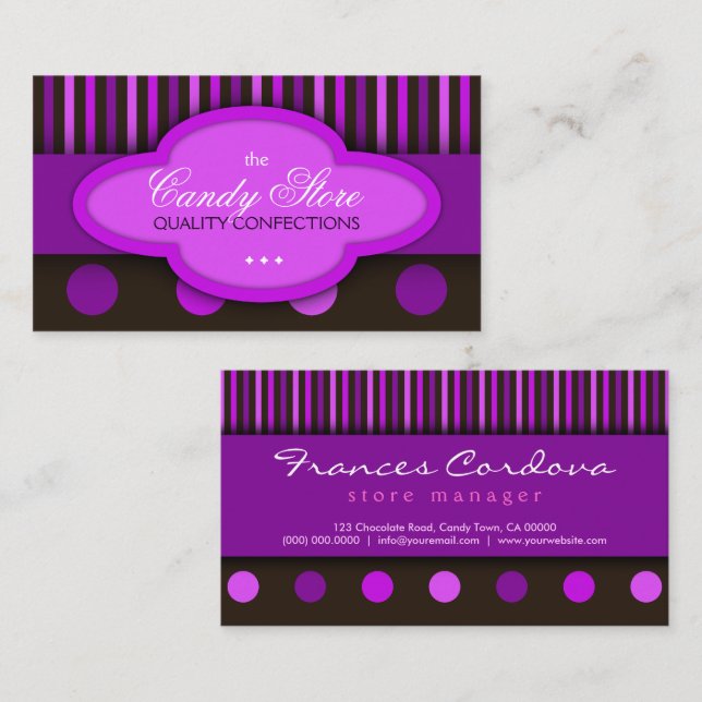 Visita Candy Store Chocolates Confección tarjeta de visit (Anverso / Reverso)