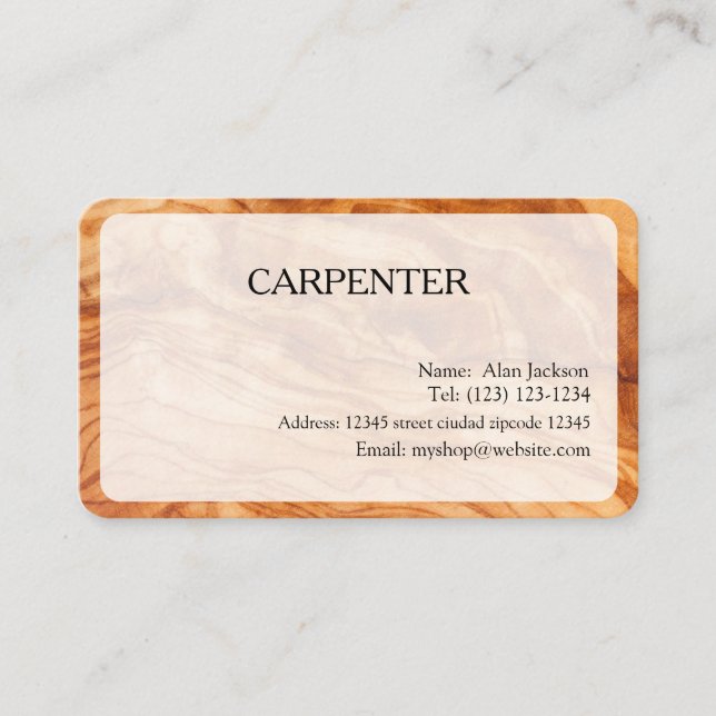 Visita CARPENTER Tarjeta de presentación editable (Anverso)