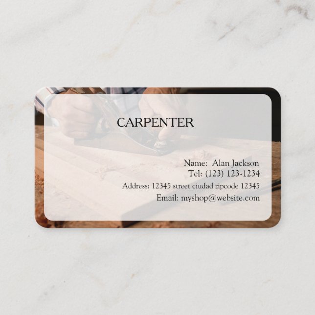 Visita CARPENTER Tarjeta de presentación editable (Anverso)