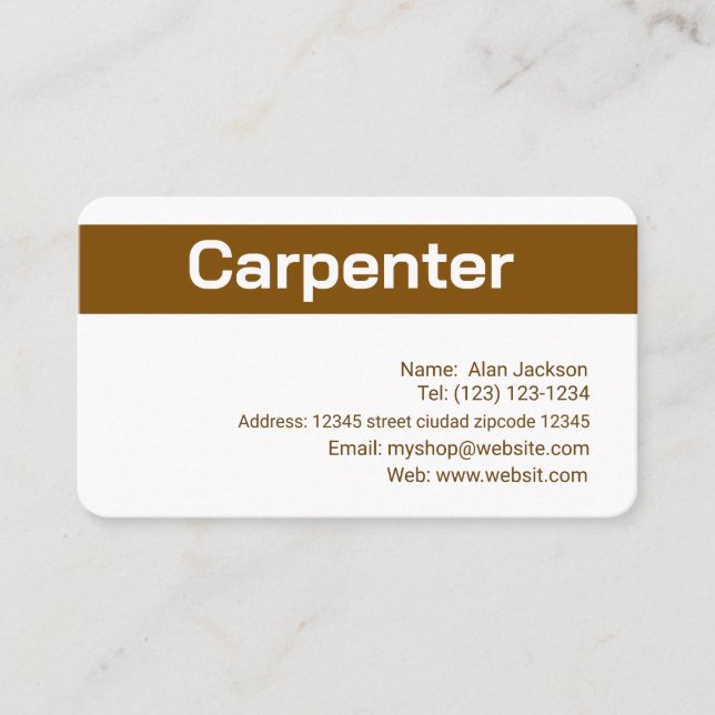 Visita CARPENTER Tarjeta de presentación editable (Anverso)