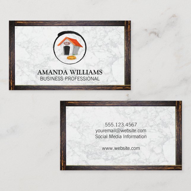 Visita Casa de perros | Tarjeta de presentación de Wood B (Anverso / Reverso)