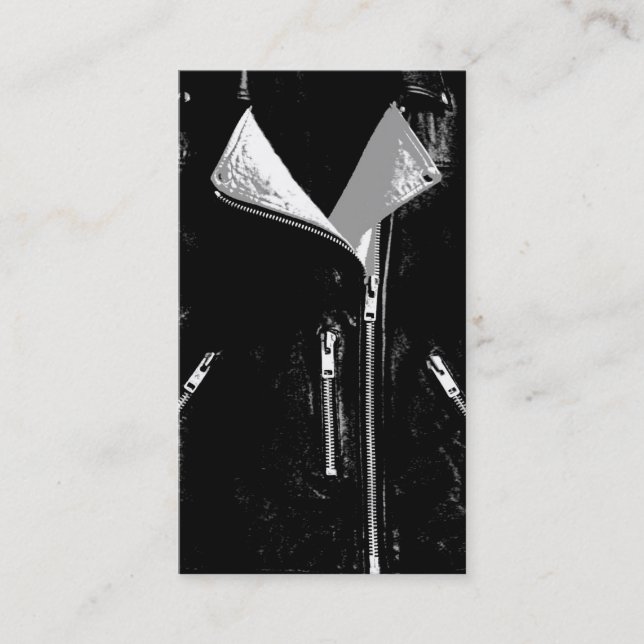 Visita Chaqueta de cuero blanco tarjeta de negocios negro (Anverso)