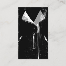 Visita Chaqueta de cuero blanco tarjeta de negocios negro