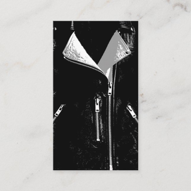 Visita Chaqueta de cuero blanco tarjeta de negocios negro (Anverso)