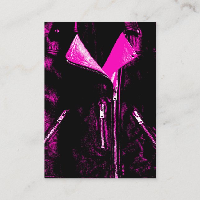 Visita Chaqueta de cuero Pink tarjeta de negocios negro g (Anverso)