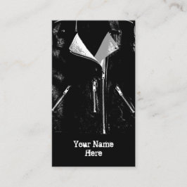 Visita Chaqueta de cuero Retrato negro con tarjeta de vis